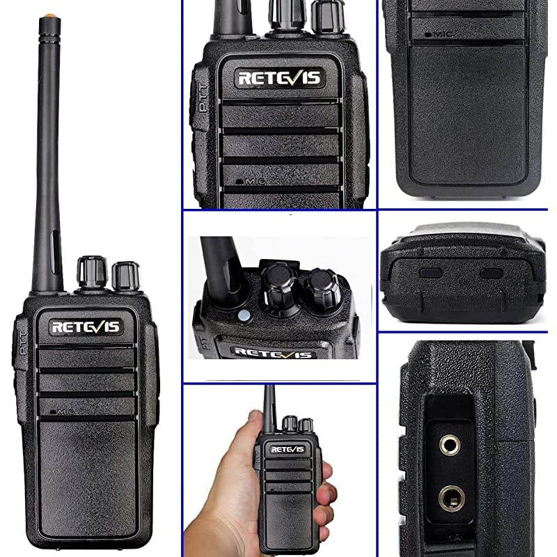 Case of 5 RT21 Walkie Talkies for Adults Long Range Handfree Rugged Two Way Radio with Earpiece for Commercial Construction Warehouse Security 2 Way Radios