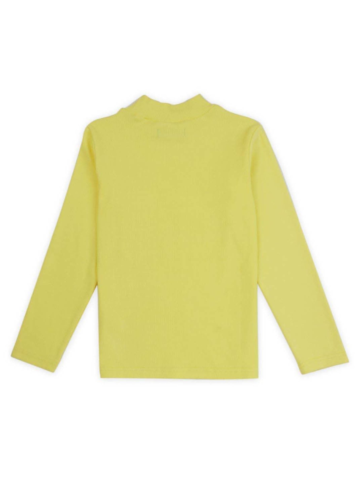 Palm Tree Kids Yellow Cotton Regular Fit Full Sleeves Skivvy