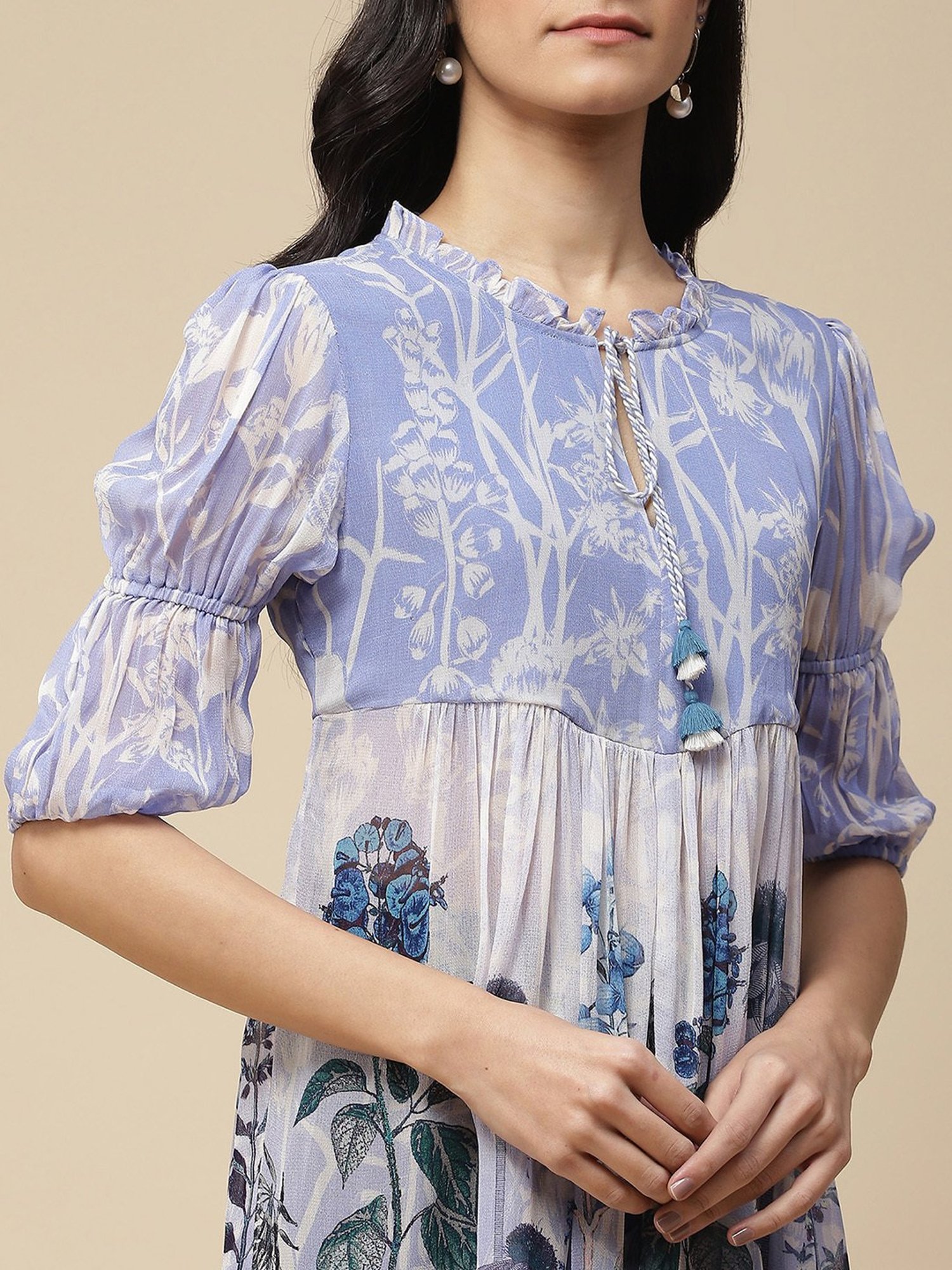 aarke Ritu Kumar Blue Floral Print Tunic