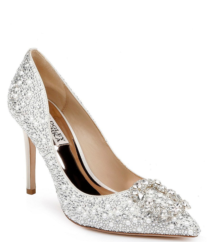 Badgley Mischka Cher II Pearl and Crystal Detail Pumps