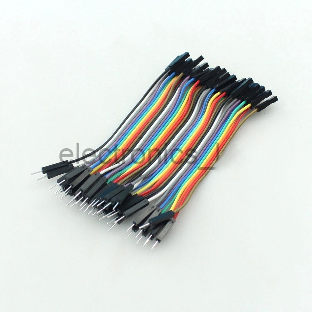 40pcs 2.54mm 1P-1P Dupont Wire Jumper Cable Ribbon Line Male to Female 10cm for Arduino Breadboard