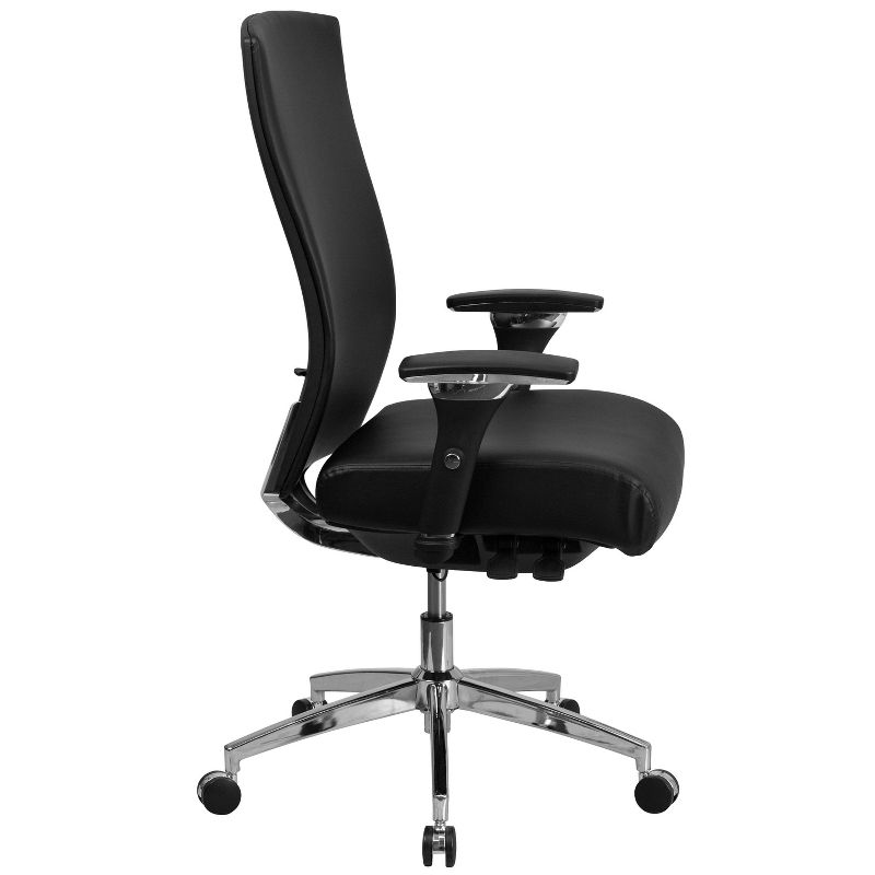 47.5" Leather Multi function Executive Swivel Ergonomic Office Chair with Seat Slider & Lumbar Black - Riverstone Furniture