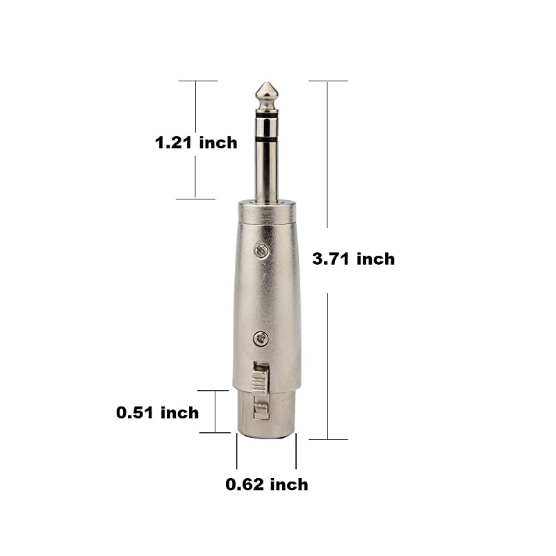 XLR 3 pin Female to 1/4 Adapter, 6.35mm TRS Stereo Plug to XLR Female Audio Adapter Gender Changer Connector, Silver, 1 Pack -