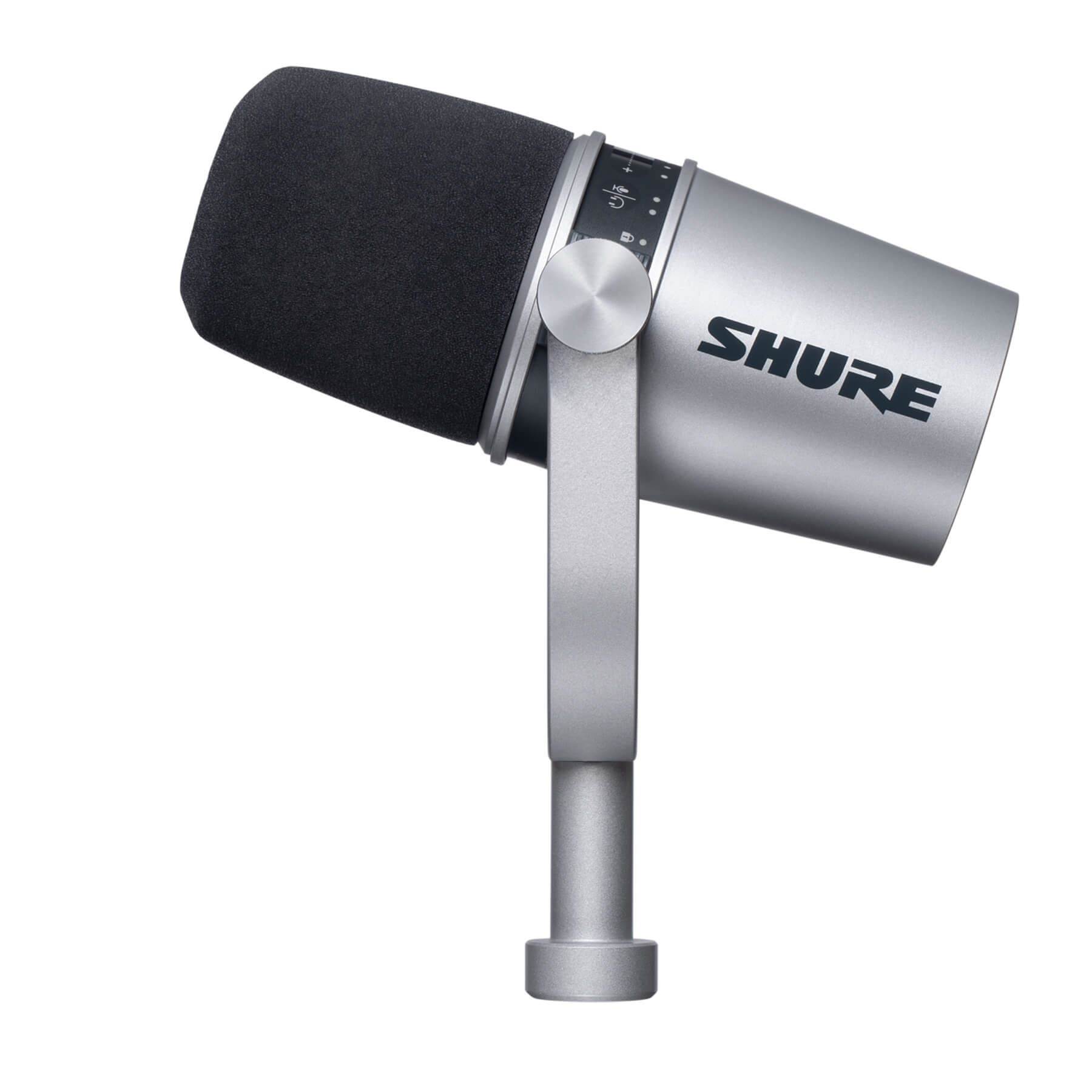 Shure MV7-K Podcast Microphone. Silver