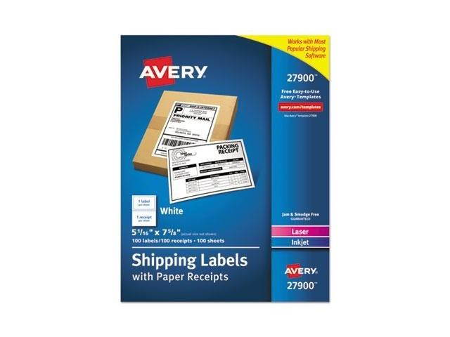 Avery; Bulk Shipping Labels with Paper Receipt - Permanent Adhesive - 5 1/16" Width x 7 5/8" Length - Rectangle - La