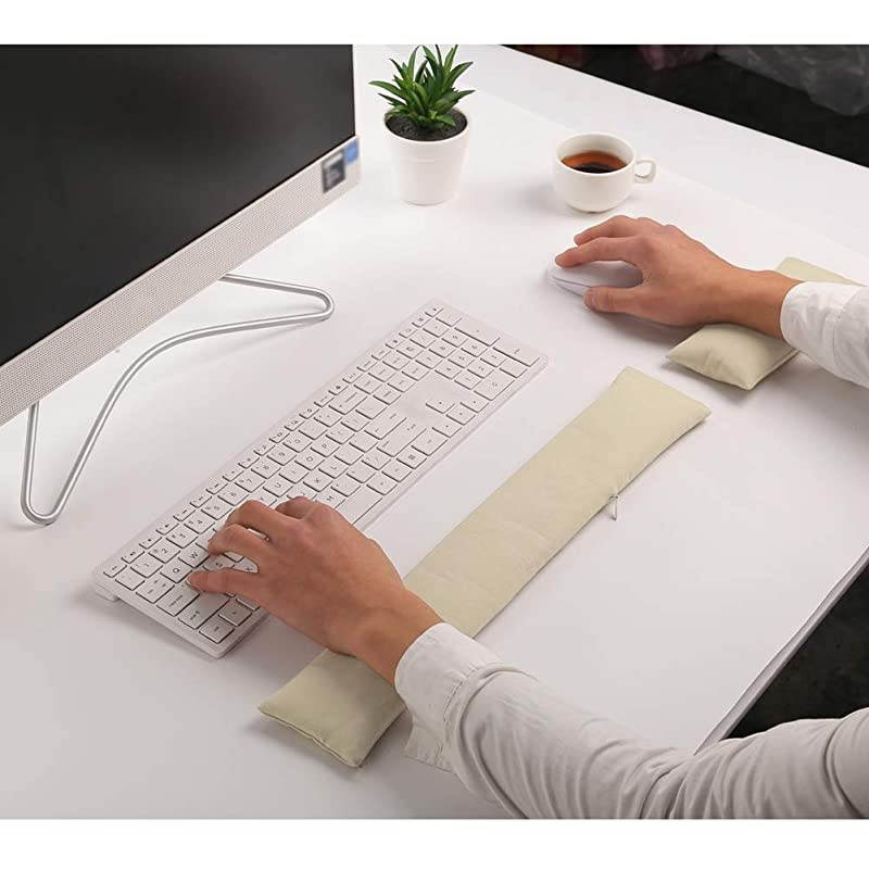 Wrist Rest Pad, Washable Mouse Wrist Support Pad Bean Bag for Carpal Tunnel, Office Workers, Massage Ergobeads (Off White)
