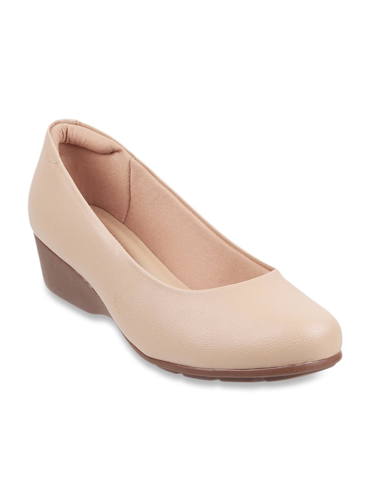 J. Fontini by Mochi Women's Beige Wedge Pumps