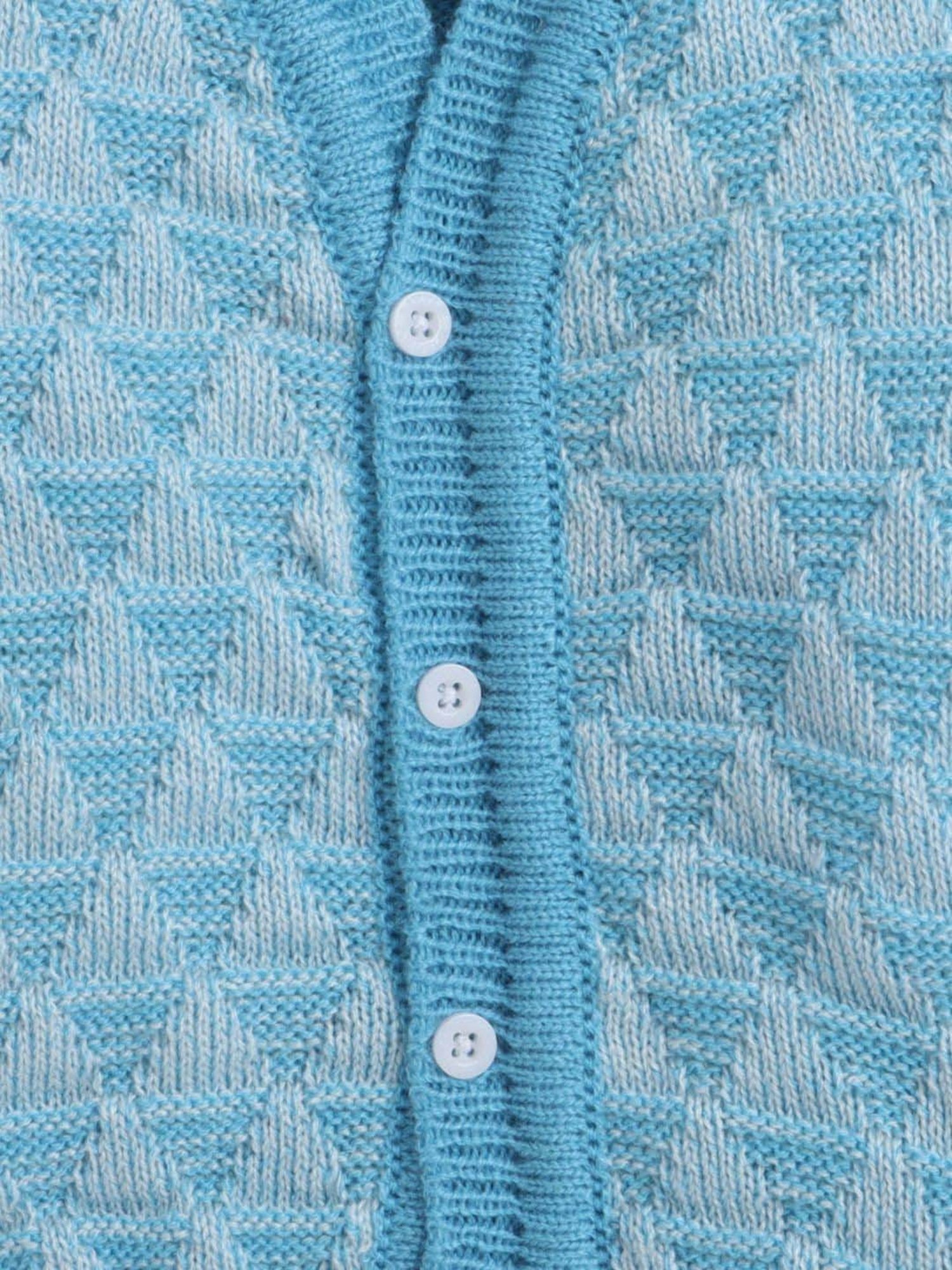 Little Angels Kids Blue Textured Pattern Full Sleeves Sweater Set