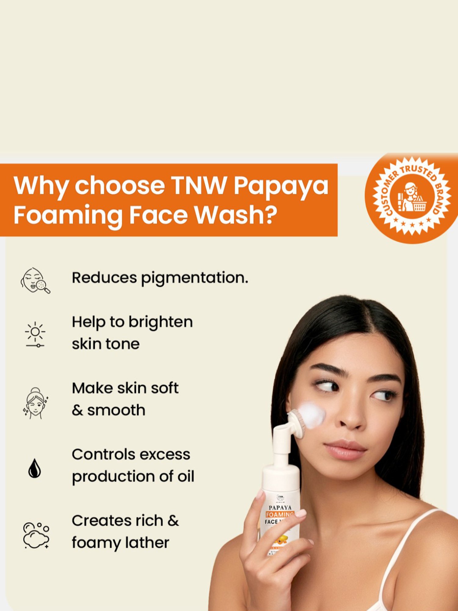 TNW-The Natural Wash Papaya Foaming Face Wash - 100 ml