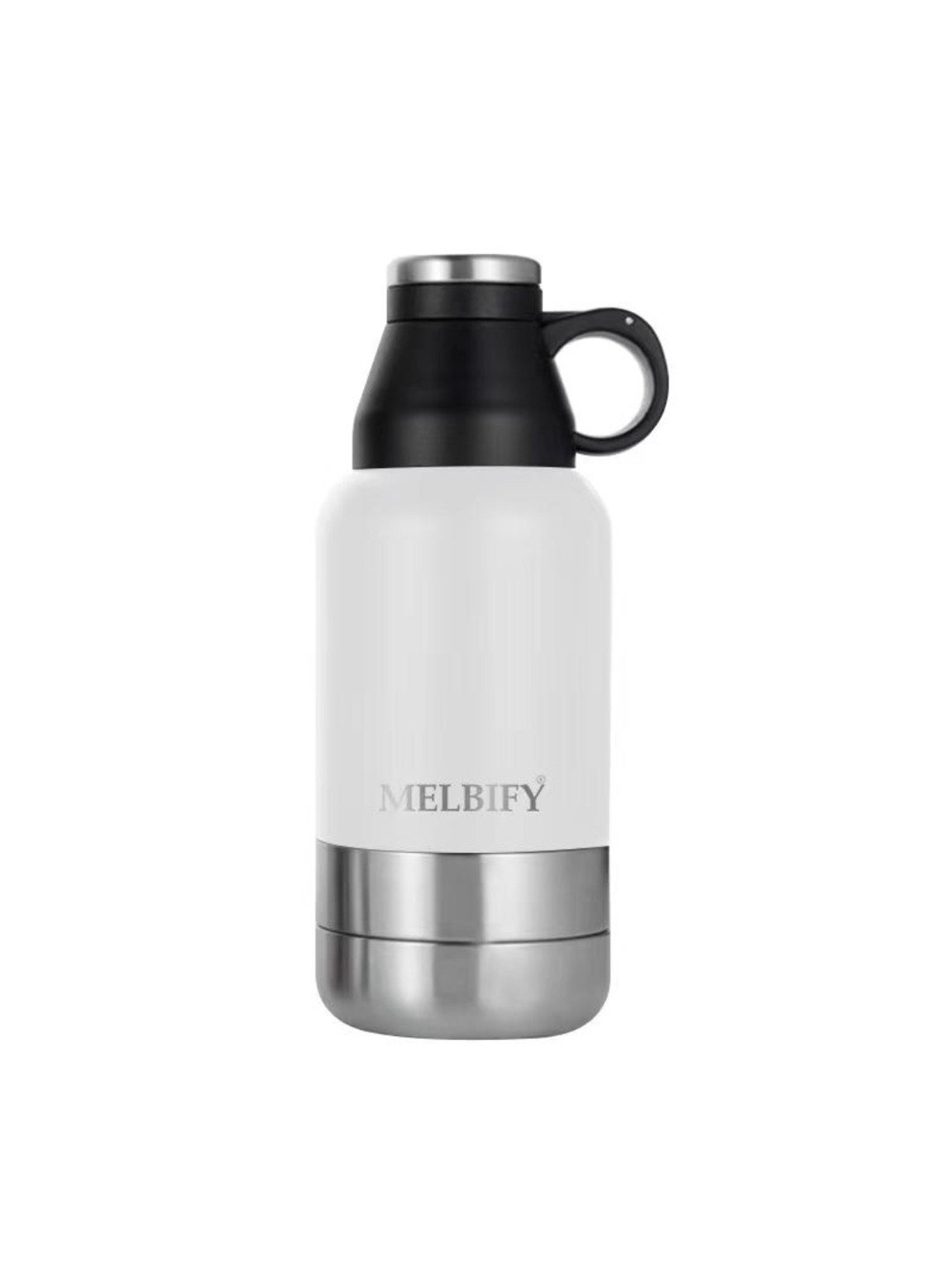 Melbify 3-in-1 Thermos Flask White ThermoSteel Water Bottle (1L)