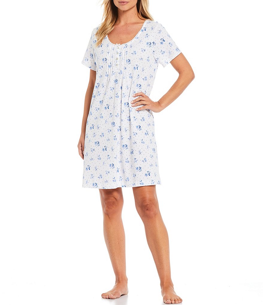 Carole Hochman Floral Print Jersey Knit Short Nightgown