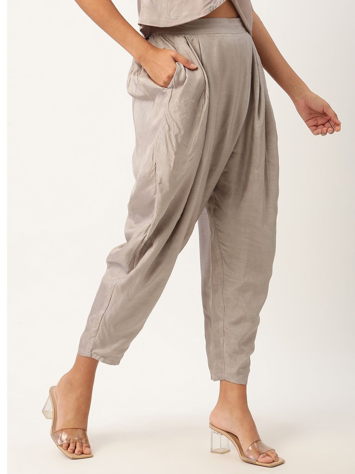 Rooted Ash Grey Mid Rise Trousers