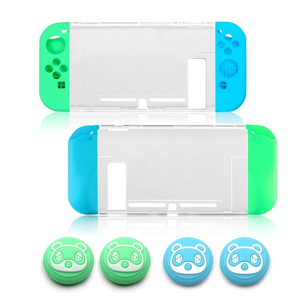 7 In 1 AnimalCrossing  Soft Silicone Protective Skin Cover for Nintend Switch NS Joy-Con Case Thumb stick Grips Joystick Caps