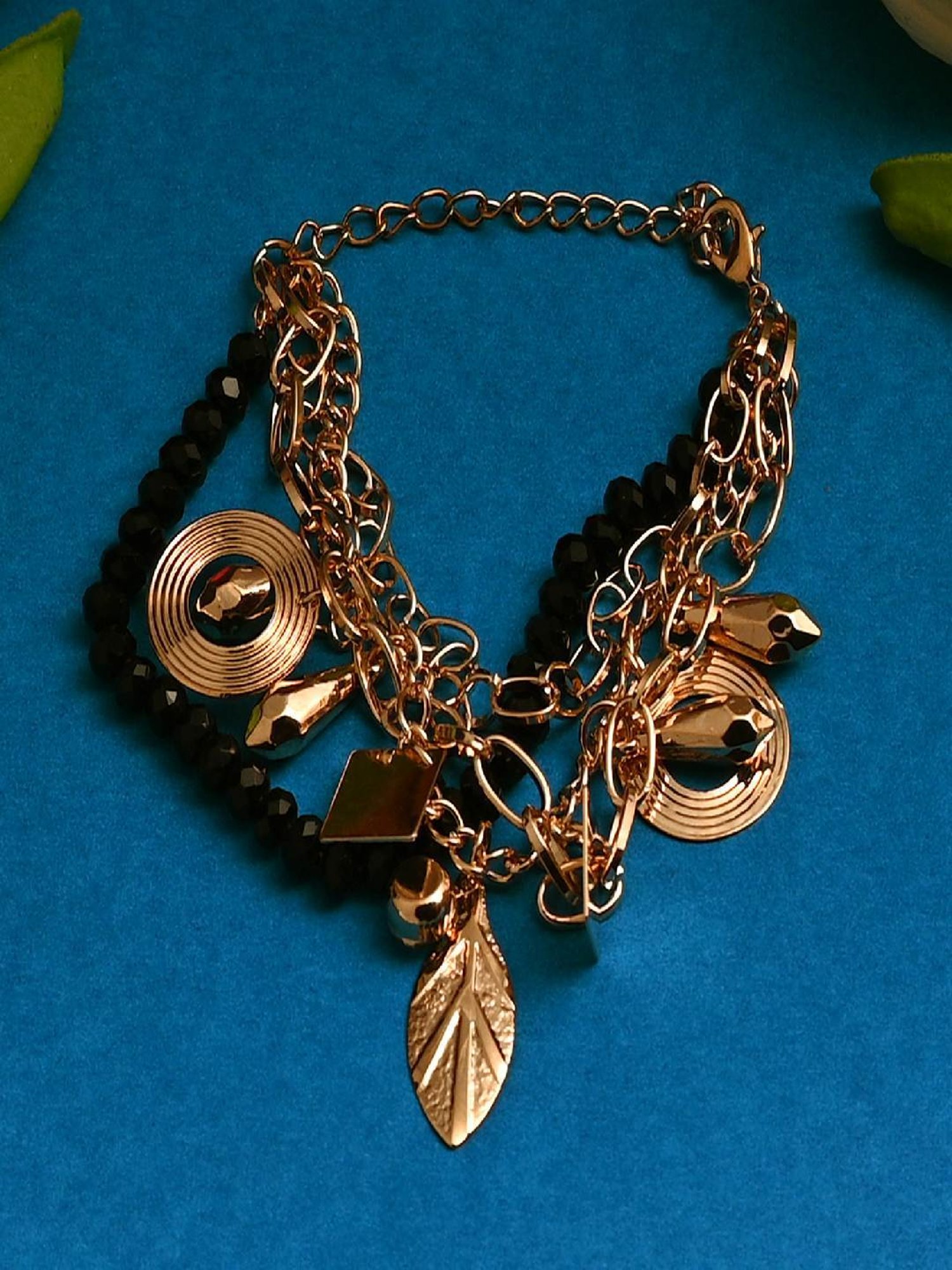 Jewelz Designer Gold Plated Bracelet With Designer Pendants