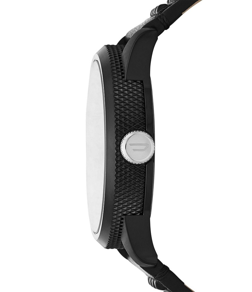 Diesel Men's Rasp NSBB Three-Hand Black Leather Watch