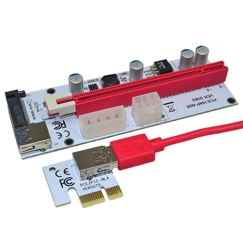 USB3.0 PCIE 1X to 16X PCI Express Riser Card Extension Cable with DC Single Power Cable VER008S for Mining Miner Bitcoin BTC