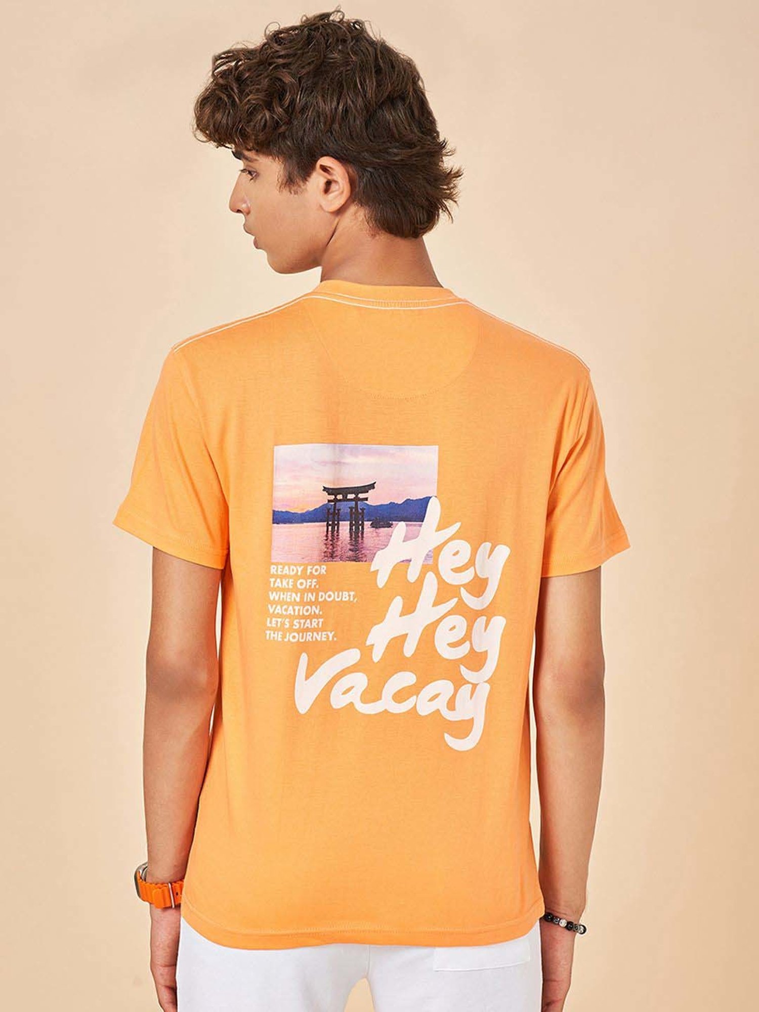 Coolsters by Pantaloons Kids Mock Orange Cotton Graphic T-Shirts