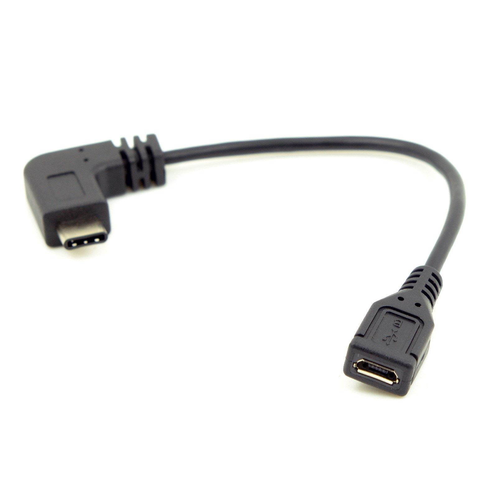 2pcs Reversible USB3.1 Type C Male 90 Right Angled to Micro USB2.0 Fe Data Cable