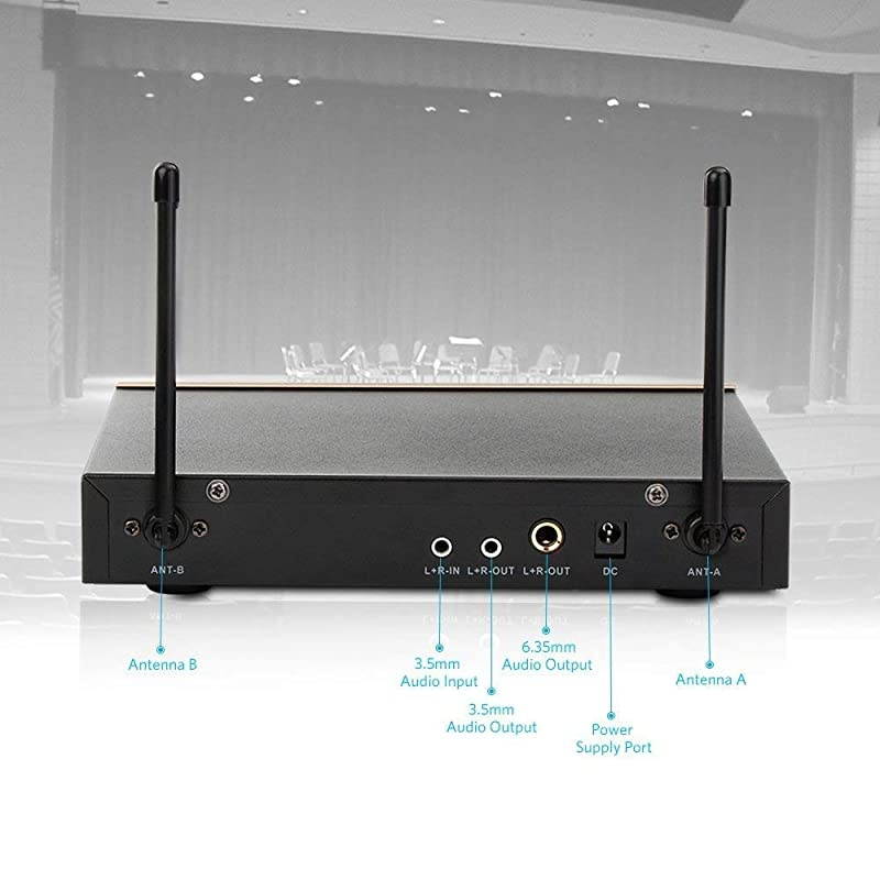 Bluetooth Wireless Microphone UHF Dual Channel Karaoke Microphone System with LCD Display Handheld Microphone with Karaoke Mixer for Home Party Karaoke Meeting Outdoor Wedding