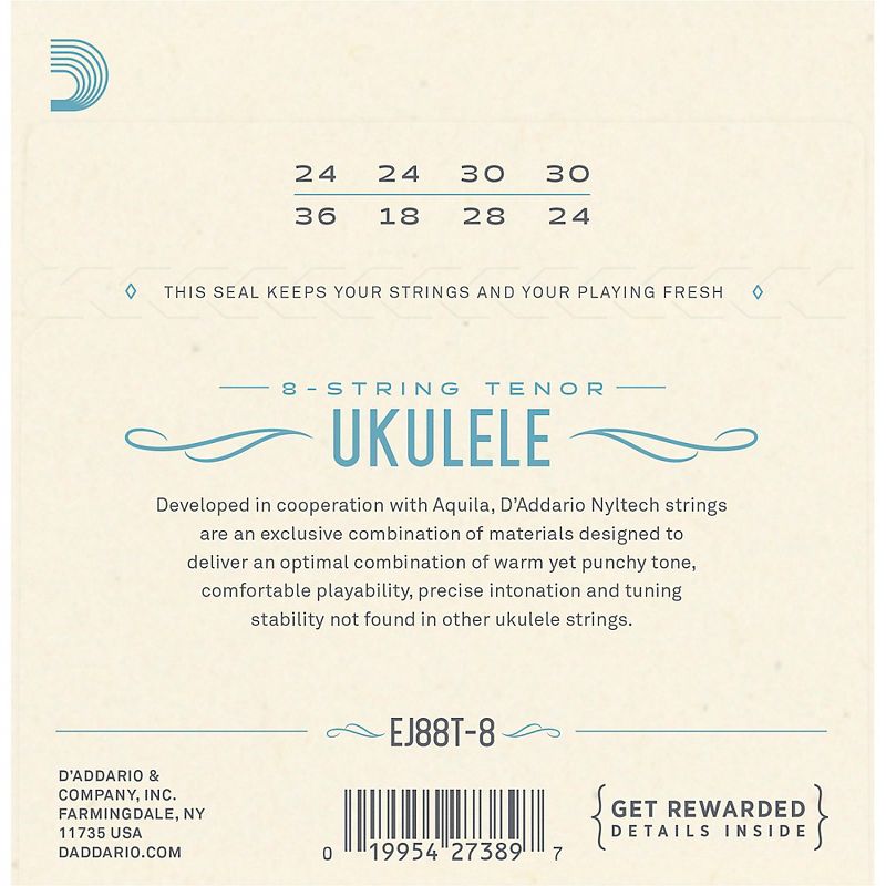 D'Addario D'Addario 8-String Nyltech Ukulele Strings Tenor