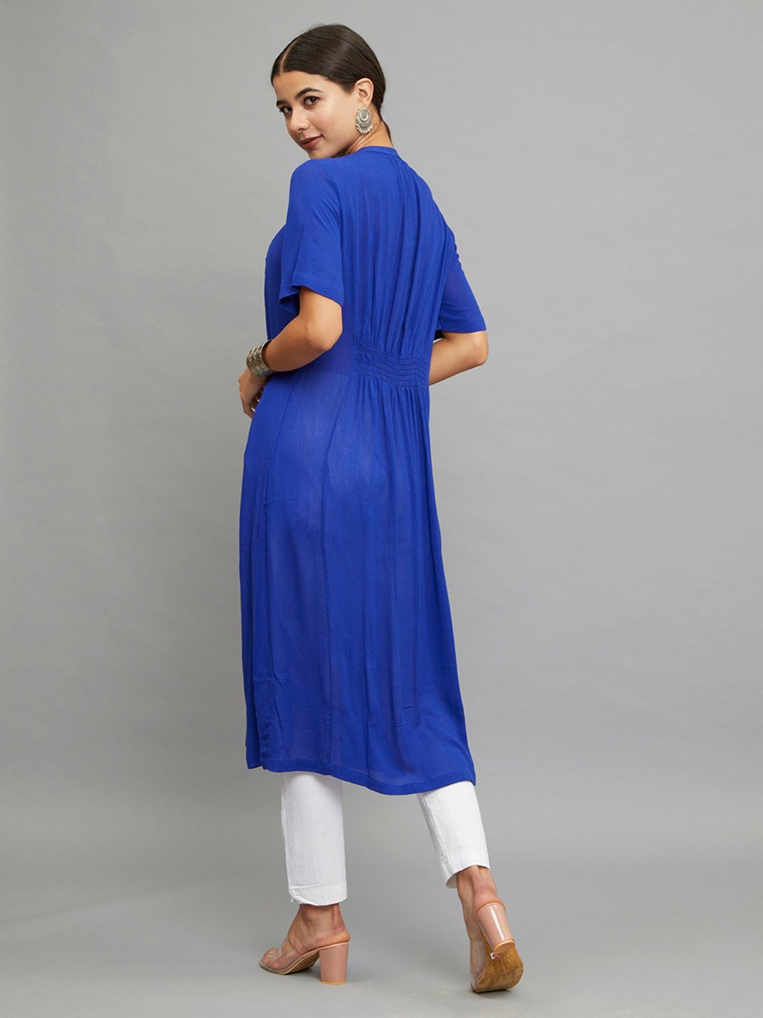 paislei Blue Embroidered A Line Kurta