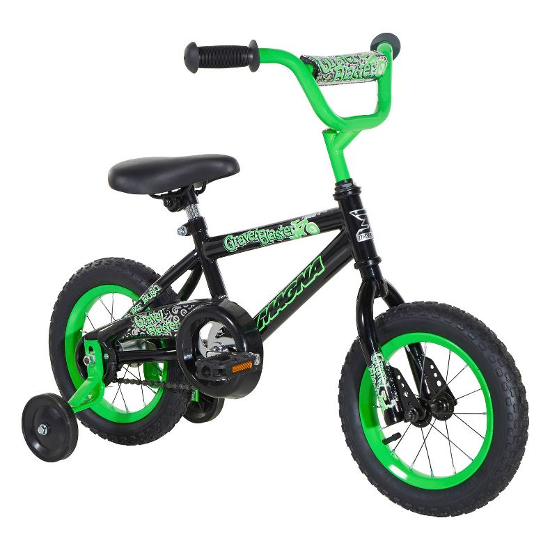 Dynacraft Children's Deluxe Magna Gravel Blaster Beginner Street Bike with Removable Training Wheels, 12-Inch