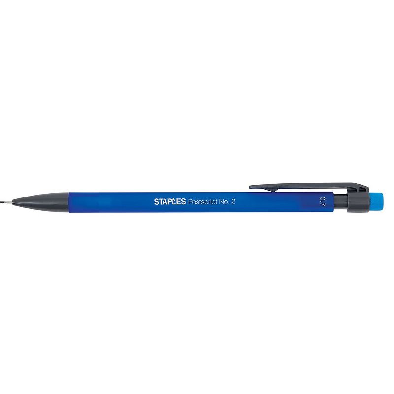 Staples Postscript No. 2 Mechanical Pencils 0.7 mm Black/Blue Barrel 12/Pk 18168