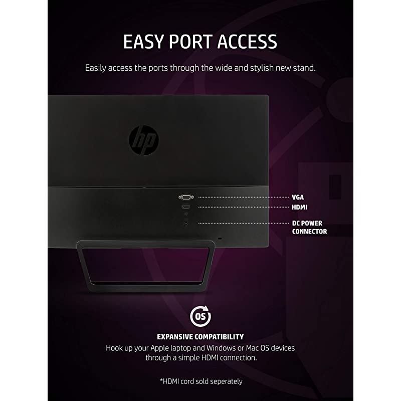 Pavilion 22cwa 21.5-Inch Full HD 1080p IPS LED Monitor, Tilt, VGA and HDMI (T4Q59AA) - Black