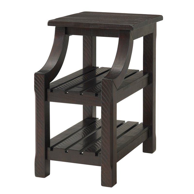 Barn Door Chairside Table with Power Espresso Brown - Martin Svensson Home