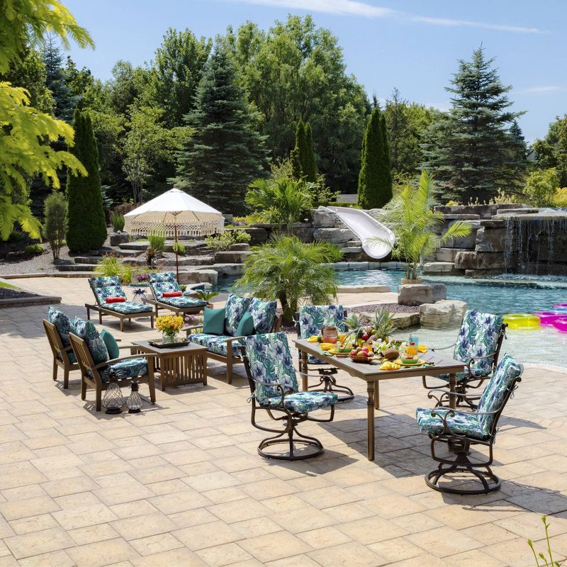 Arden Selections Salome Tropcial Outdoor Chaise Lounge Cushion Blue