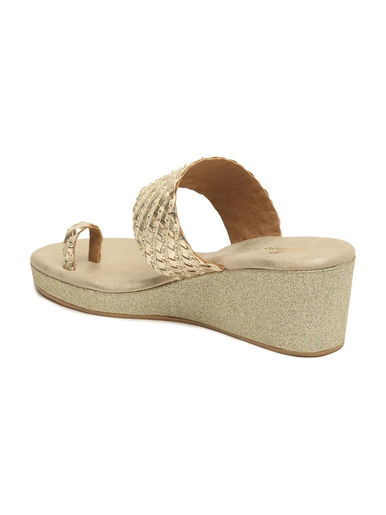 Pelle Albero Women's Golden Toe Ring Wedges