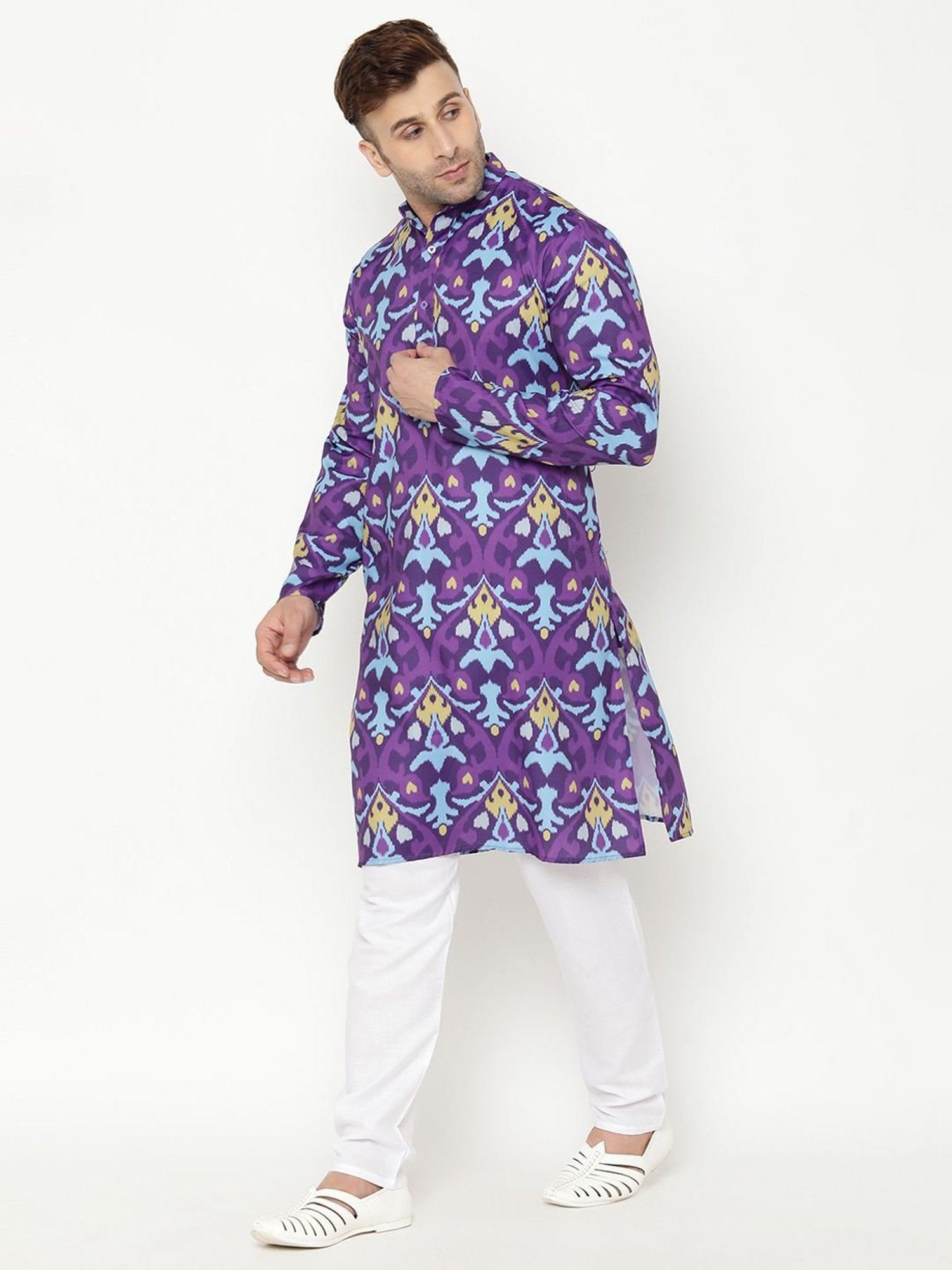 Hangup Purple & White Regular Fit Printed Kurta Bottom Set