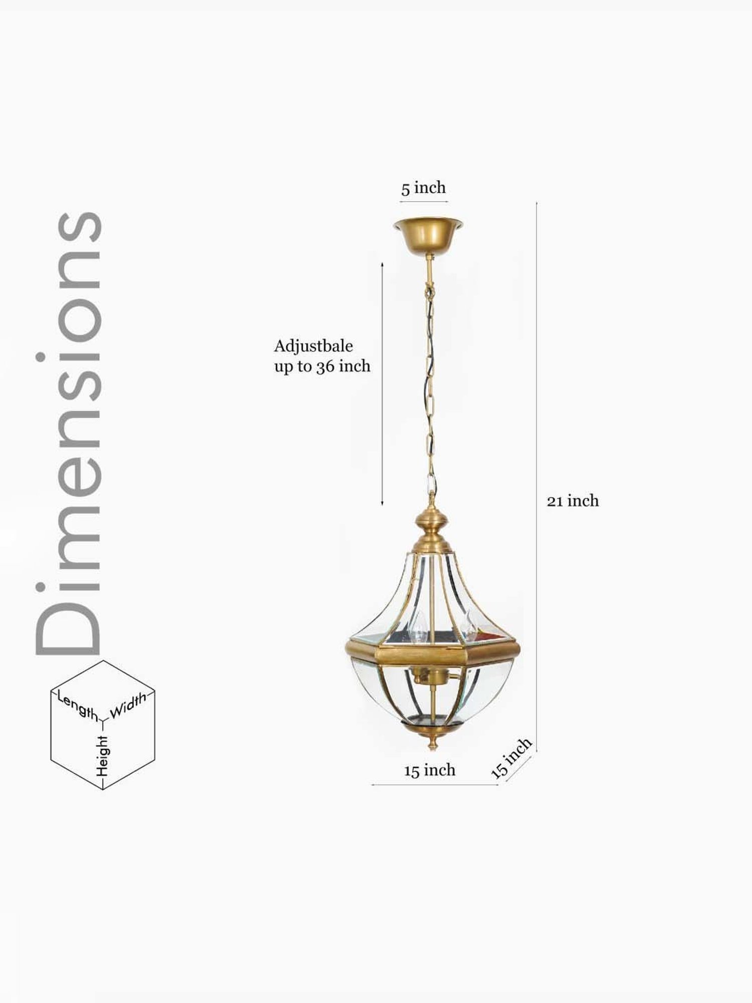 Kapoor Lamp Shades Antique Brass & Clear Costa Pendant Light