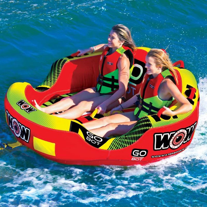 WOW Watersports 2-Person Go Bot Towable Extreme Secure Inflatable Water Tube with Easy Entry System and Nylon Cover