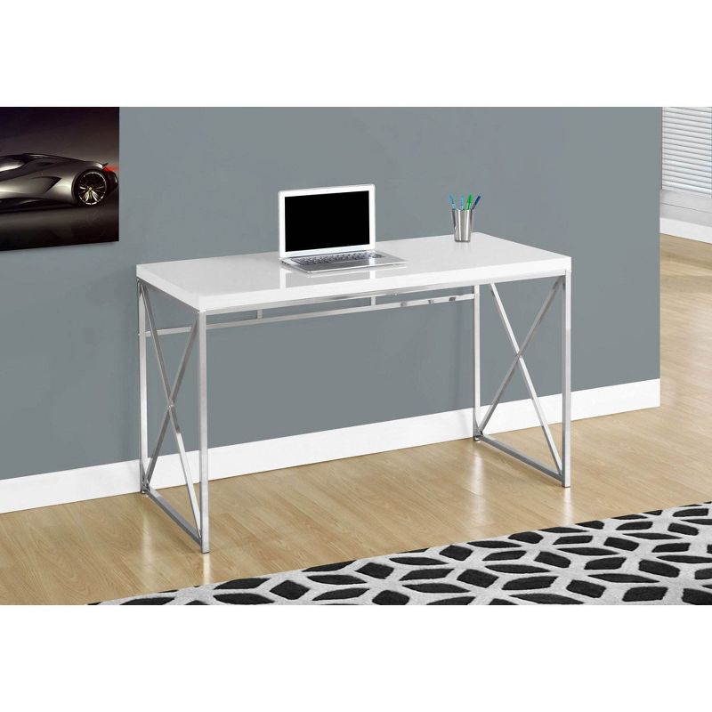 Monarch Specialties 48-Inch Modern Home Office Computer Desk, Glossy White
