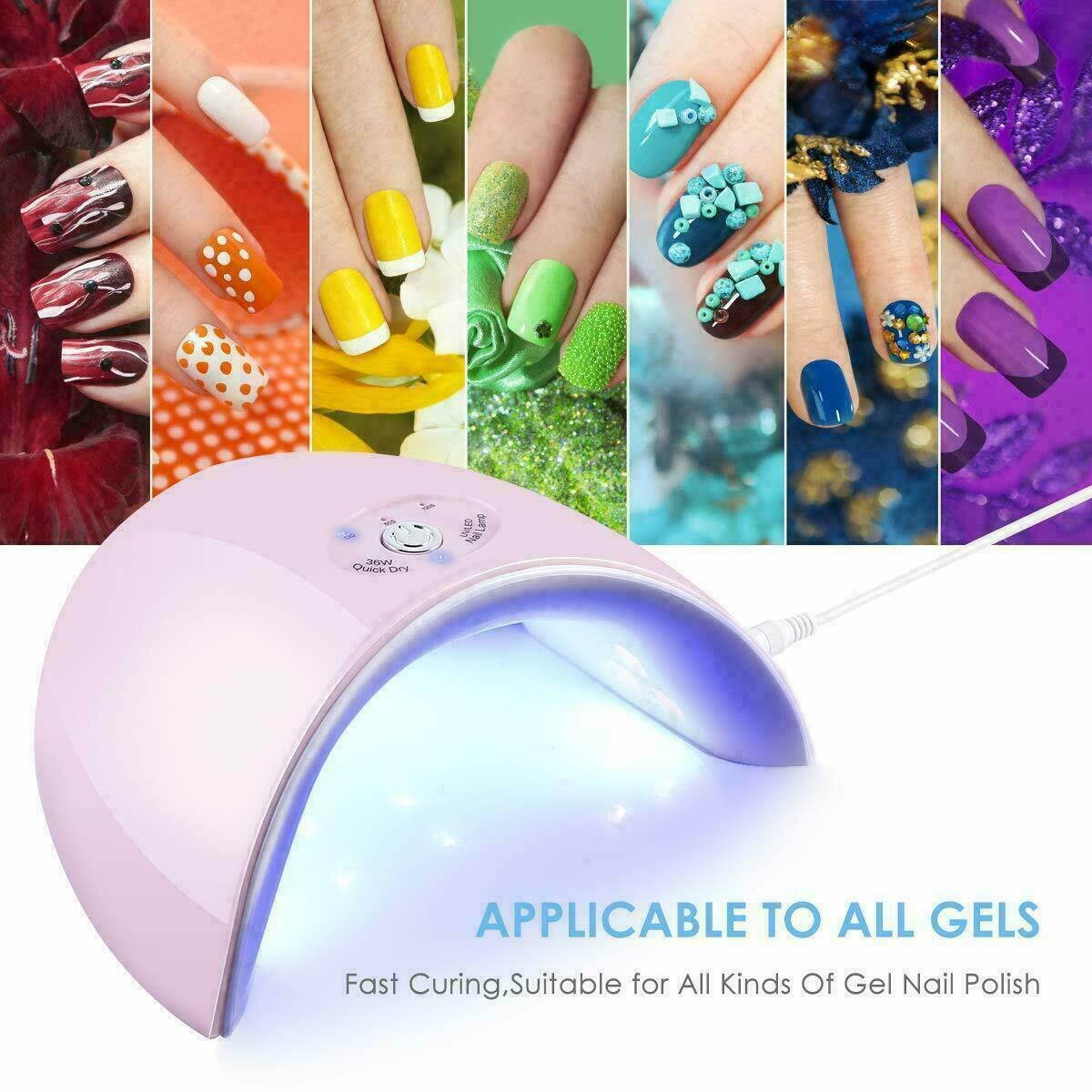 36W LED UV Nail Polish Dryer Lamp Gel Acrylic Curing Light Spa Professional Kit