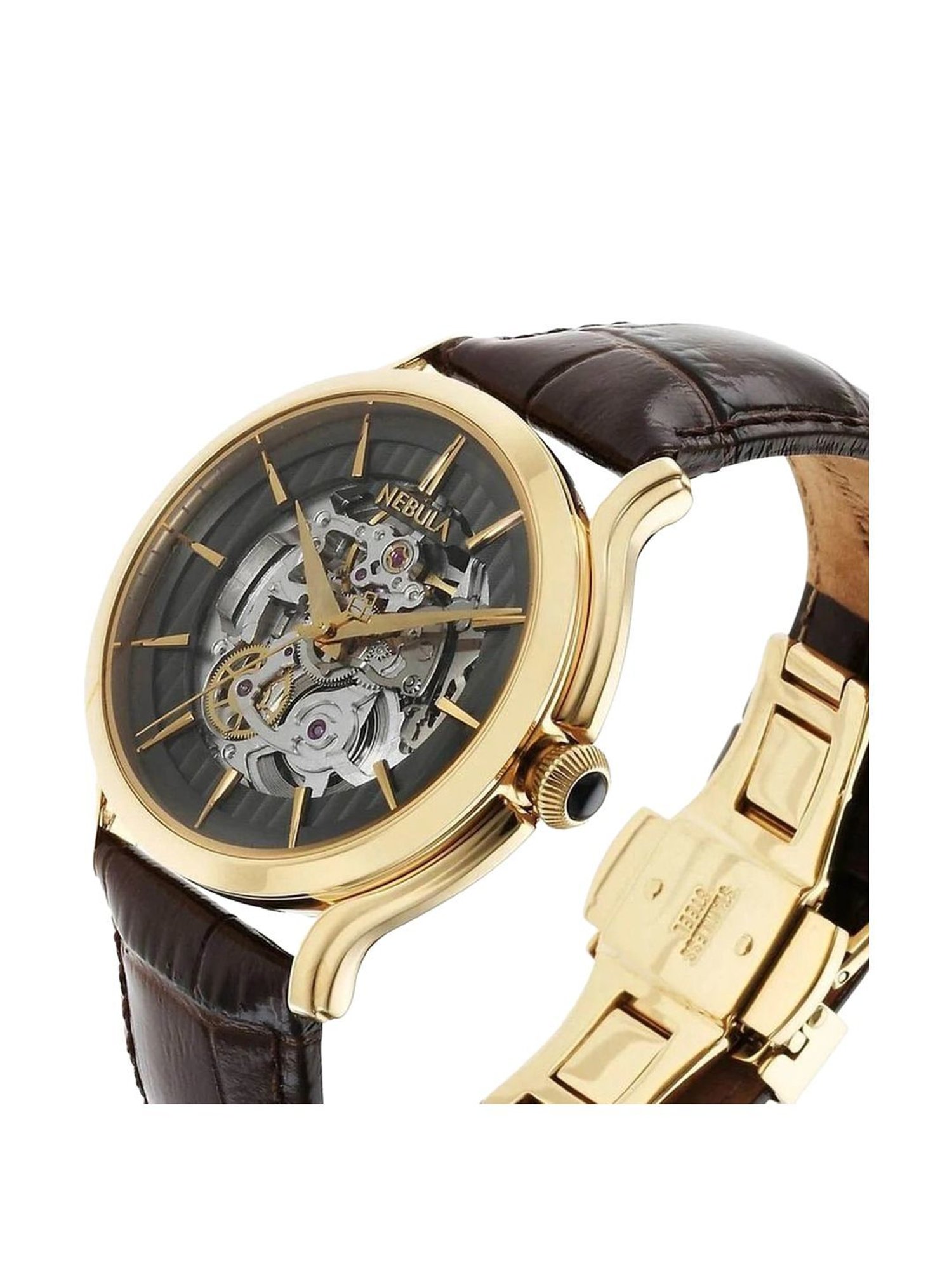 Nebula 5074DL01 Art Deco Skeleton Automatic 18 Karat Solid Gold Watch for Men