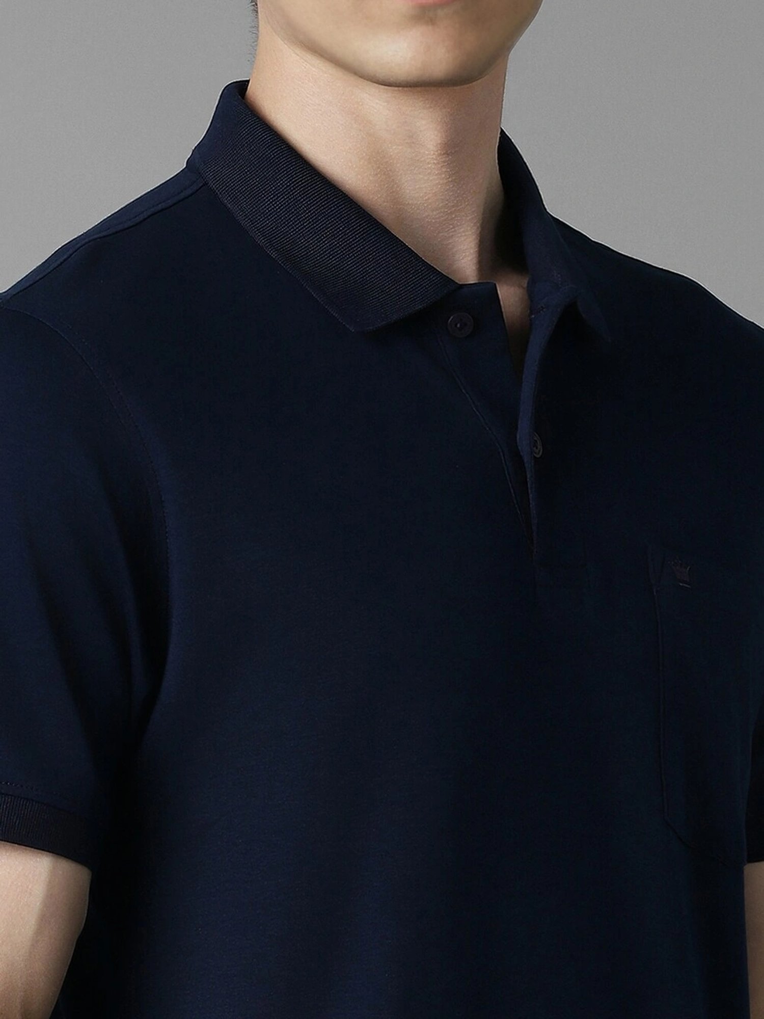 Louis Philippe Navy Cotton Regular Fit Polo T-Shirt
