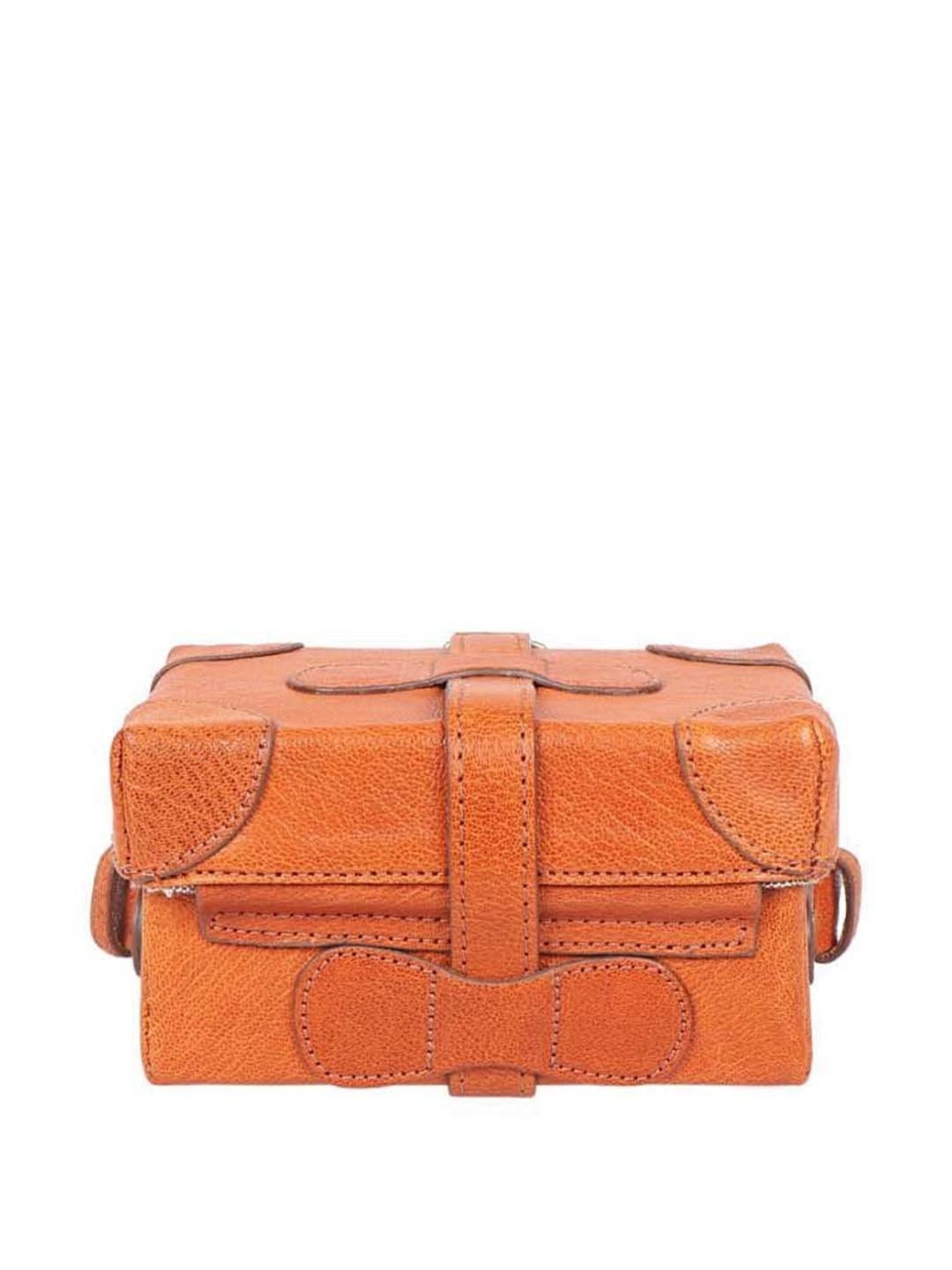 Hidesign Orange Textured Medium Sling Handbag