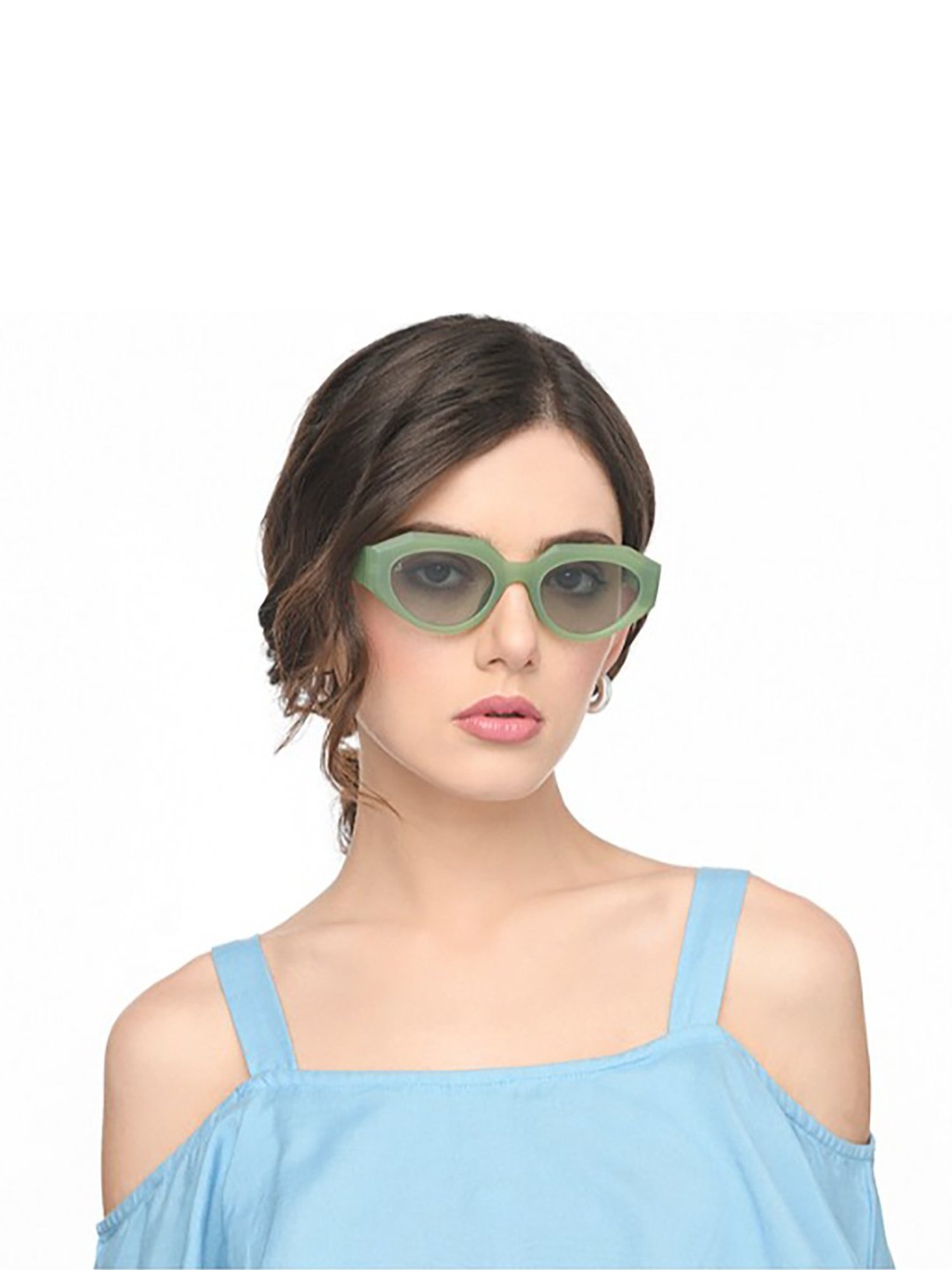 Vincent Chase HOLIDAY EDIT Green Geometric Polarised and UV Protected Lens Sunglasses for Women