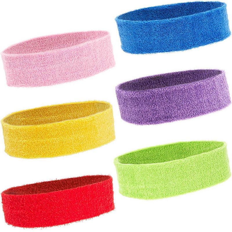 Bright Creations 24 Pack Small Sweat Bands, Headbands for Teens (6 Colors)