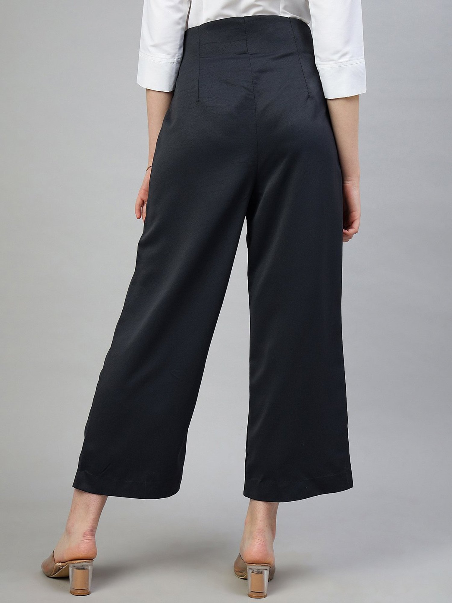 FITHUB Dark Grey Relaxed Fit High Rise Trousers