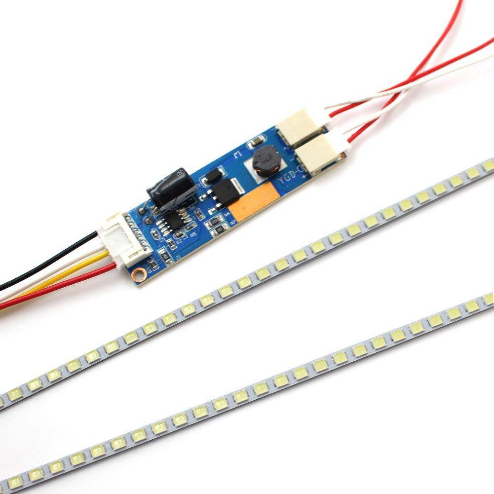Highlight 10-24'' Dimable LED Backlight Lamps Update Kit Adjustable Light Board +2 LED Strips for LCD Monitor