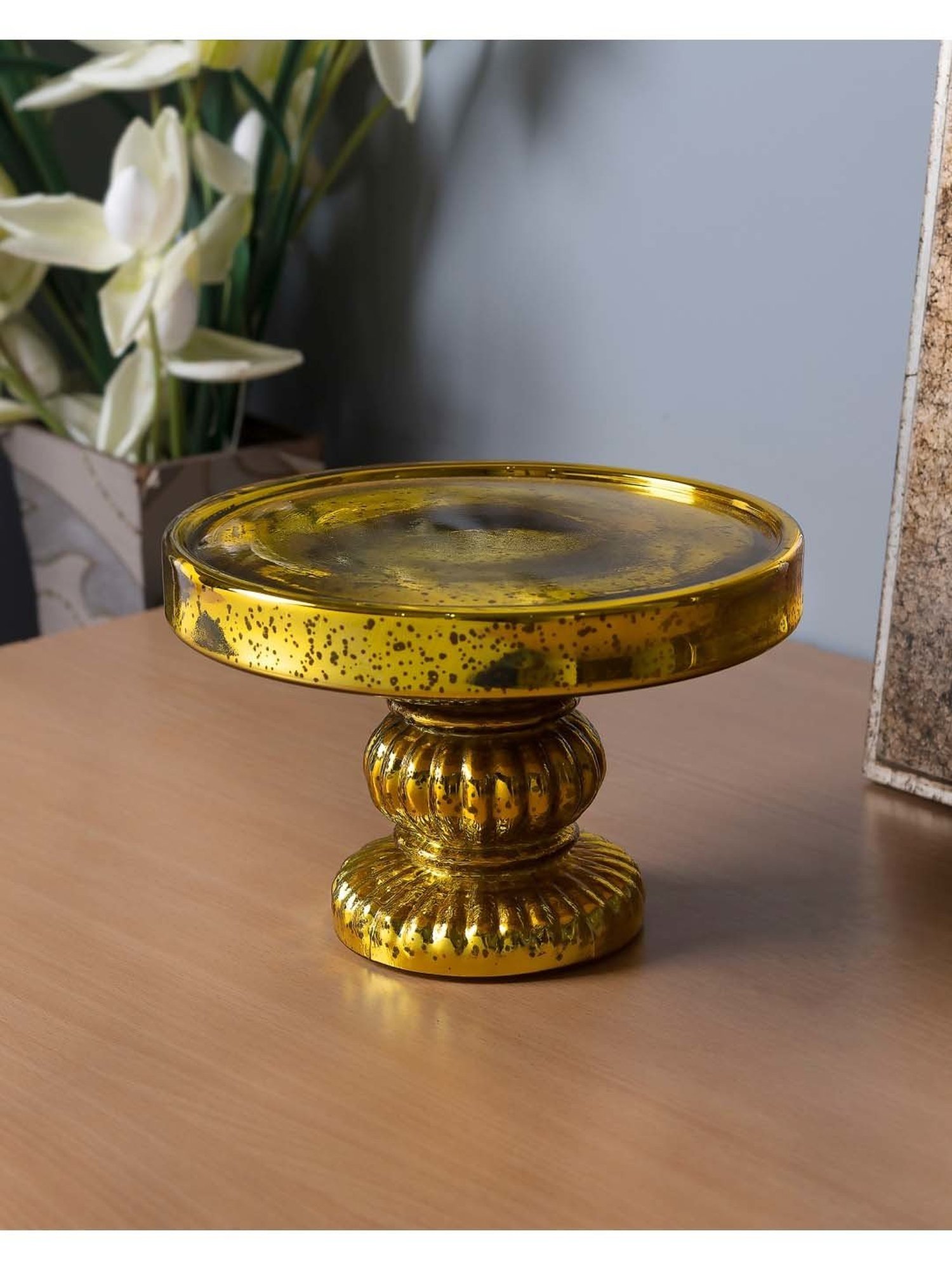 Homesake Golden Glass 20 cm Cake Stand - Set of 1