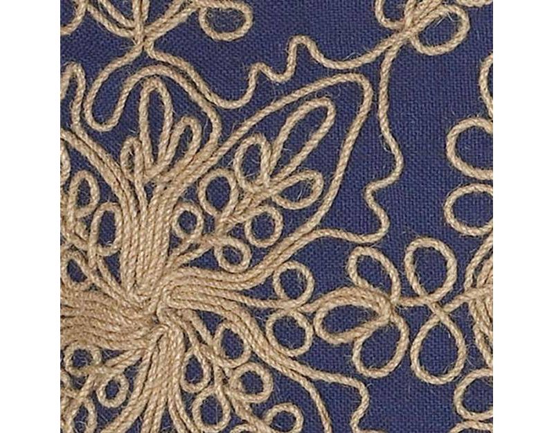 18"x18" Applique Throw Pillow Needlework Motif Navy - Rizzy Home
