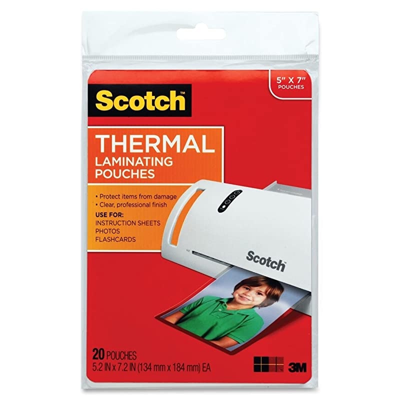 Thermal Laminating Pouches, 5 Mil Thick for Extra Protection, Professional Quality, 5 x 7-Inches, 20-Pouches (TP5903-20),Clear