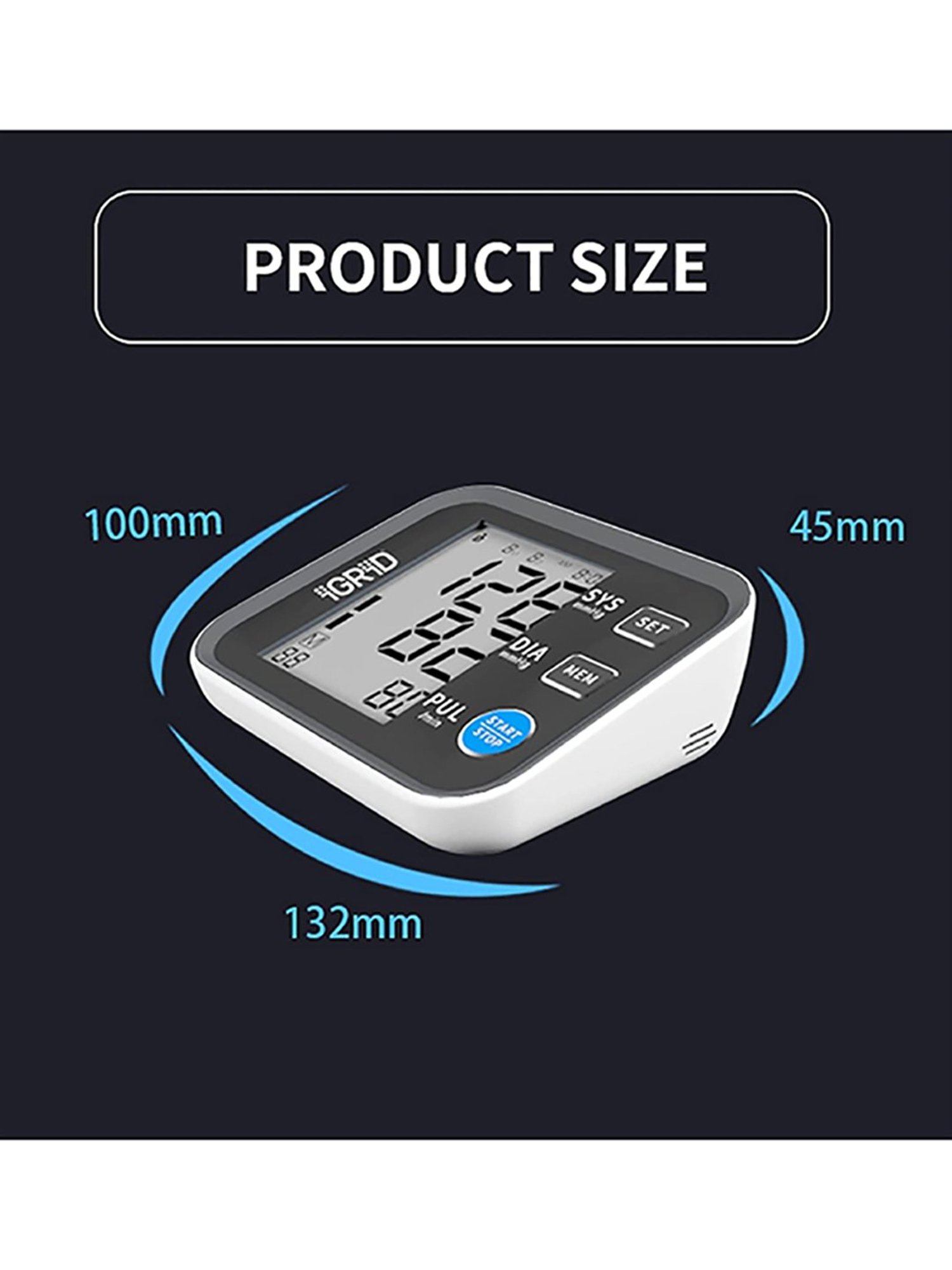 iGRiD IG1406 Digital BP Monitor with LED Display (Grey and White)