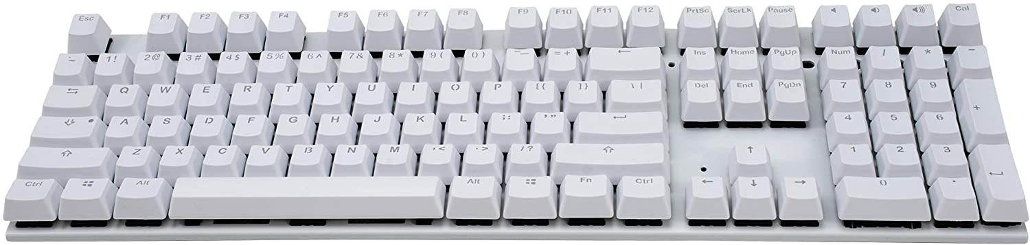 IKBC PBT Backlit Doubleshot 108 Keycap Set for Cherry MX Switch Mechanical Keyboard, Durable Cherry Keyset with 6U Space Bar and Crystal Clear Shine Design for Mechanical Keyboard, White Color