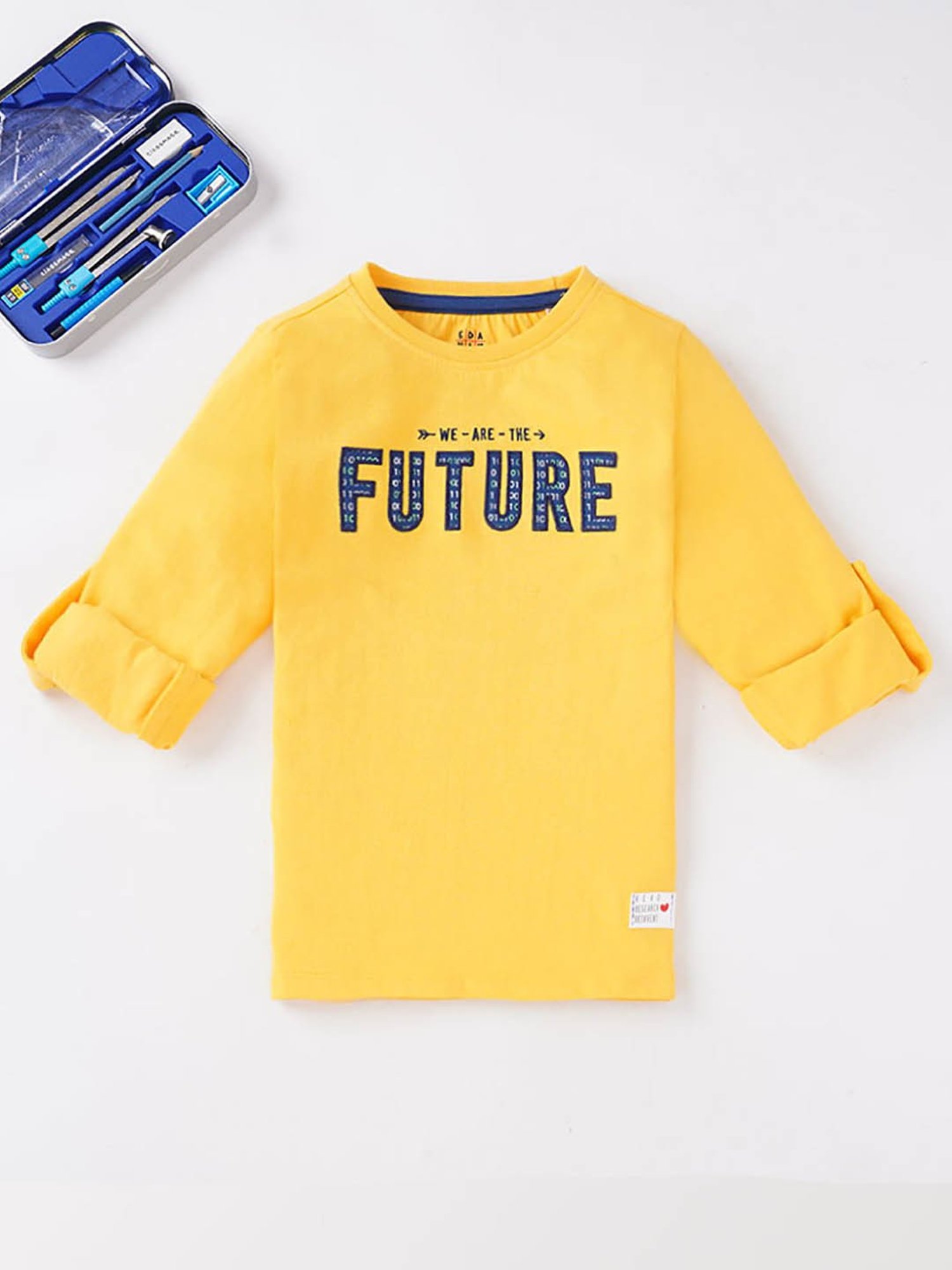 Ed-a-Mamma Kids Yellow Graphic Print Full Sleeves T-Shirt