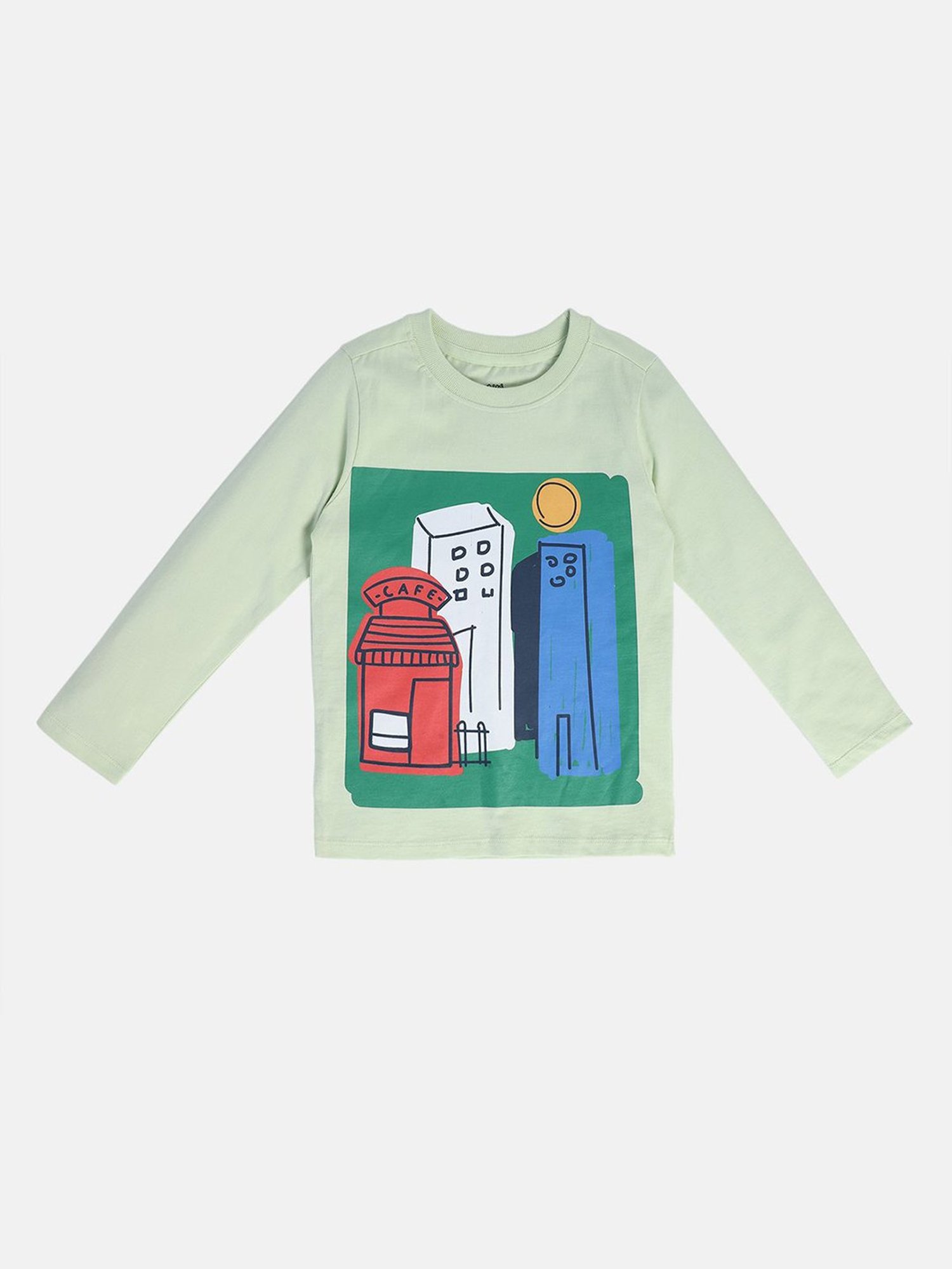 MINIKLUB Boys Green Printed Full Sleeves T-Shirt